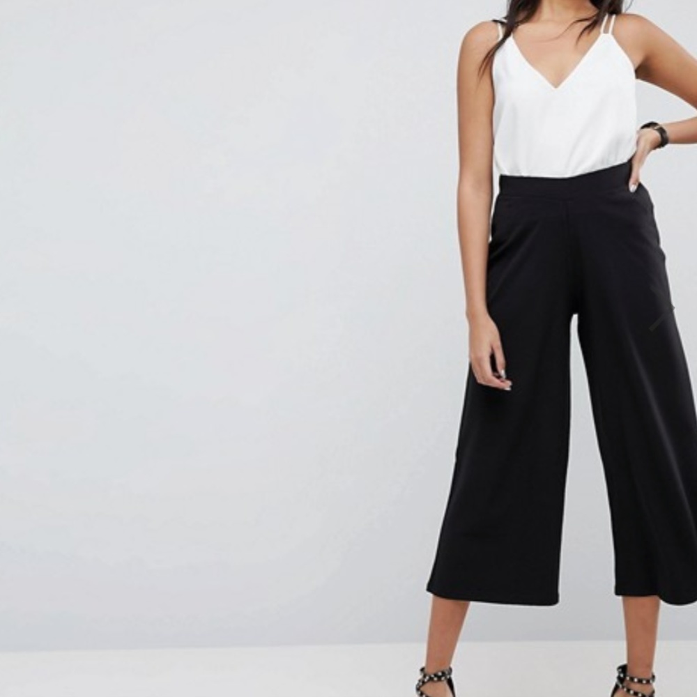 ASOS Black Cropped Wide Leg Pants